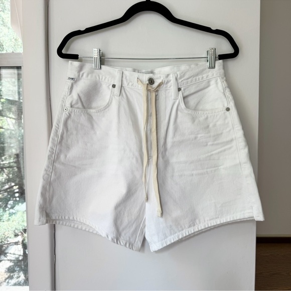 New Citizens of Humanity Brynn Drawstring Jean Denim Shorts in Fresco White 27 - Picture 12 of 14